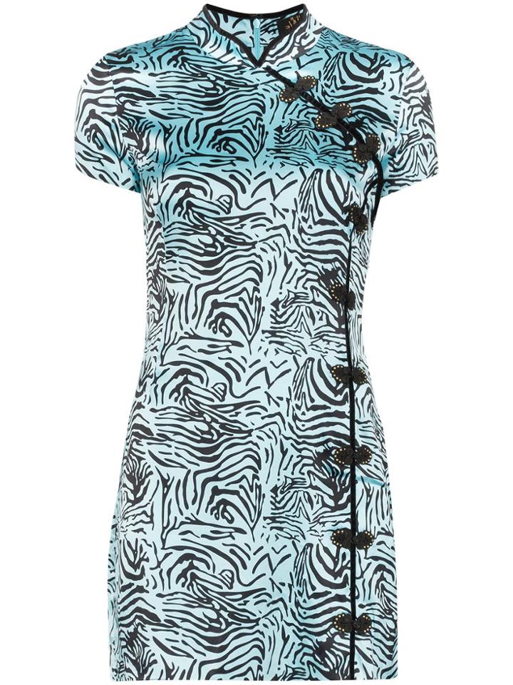De La Vali Suki Tiger Print Mini Dress - Blue