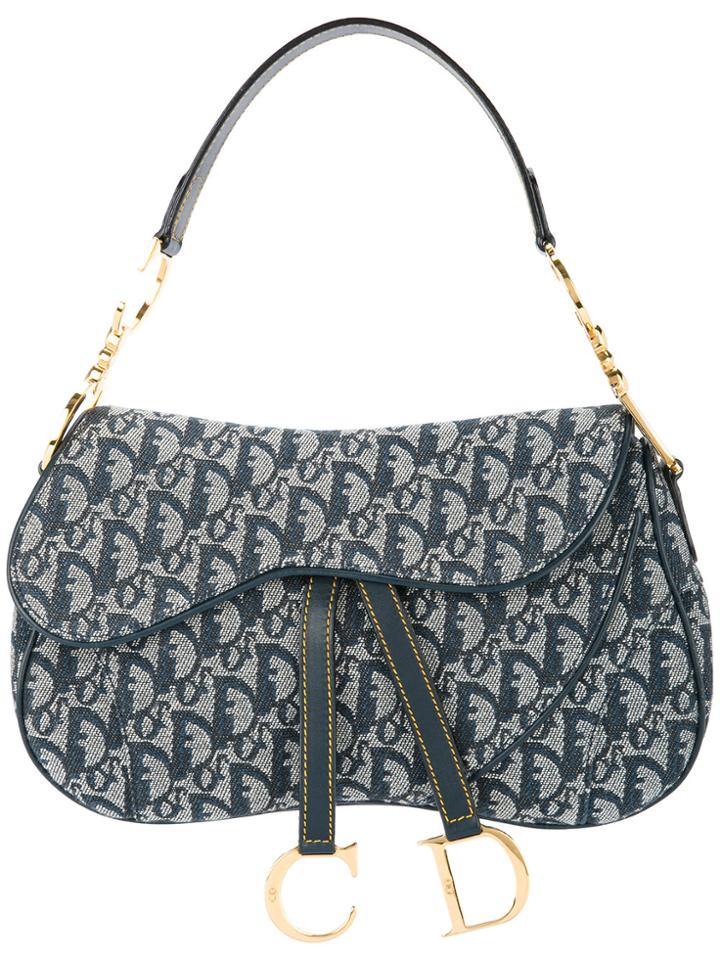 Christian Dior Vintage Trotter Pattern Shoulder Bag - Blue