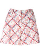 Jil Sander Navy Checked Floral Print Shorts