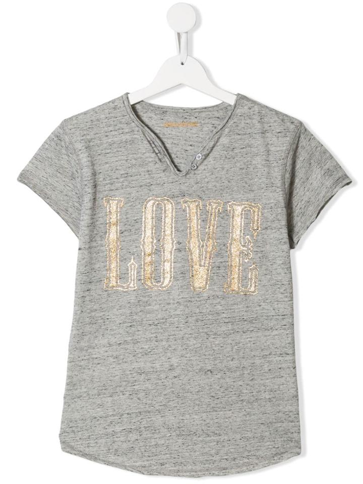 Zadig & Voltaire Kids Teen Love Print T-shirt - Grey