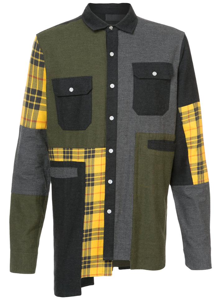 Mostly Heard Rarely Seen Oversized Plaid Flannel Shirt - Grey