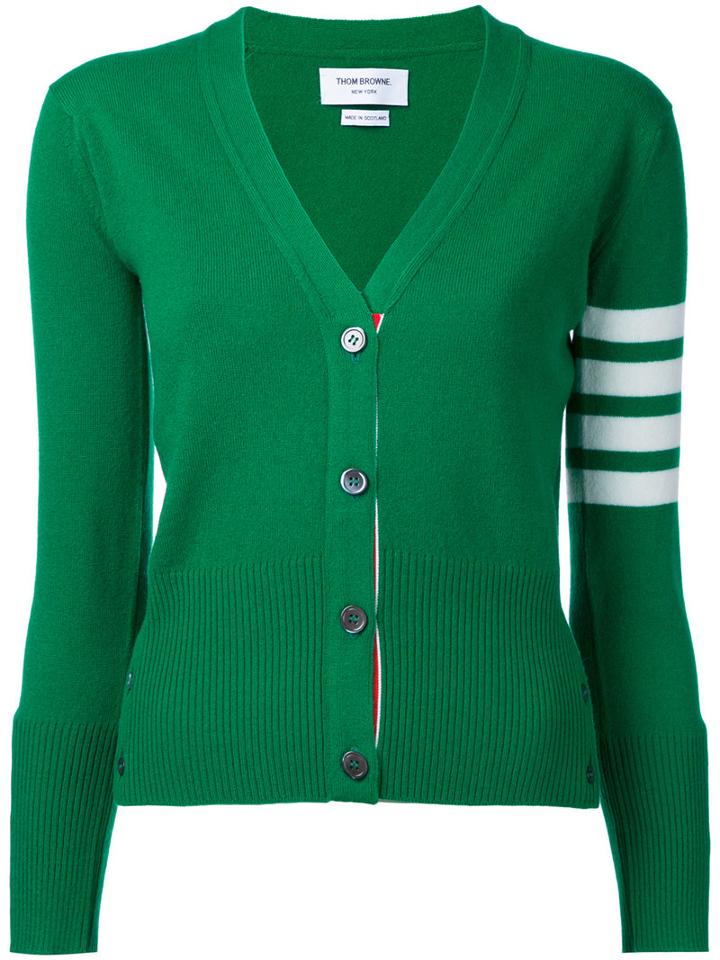 Thom Browne - Cashmere V-neck Cardigan - Women - Cashmere - 40, Green, Cashmere