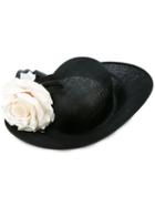 Philip Treacy - Floral Hat - Women - Straw - One Size, Black, Straw