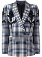 Alexander Mcqueen Double Breasted Check Blazer, Women's, Size: 40, Black, Virgin Wool/cupro