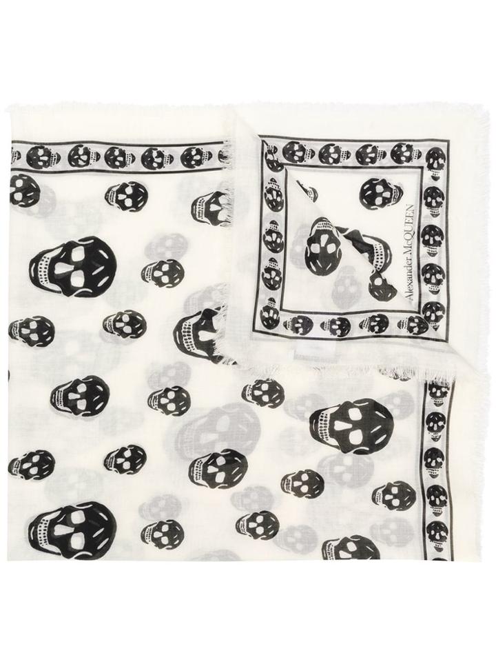 Alexander Mcqueen Skull Square Scarf - White