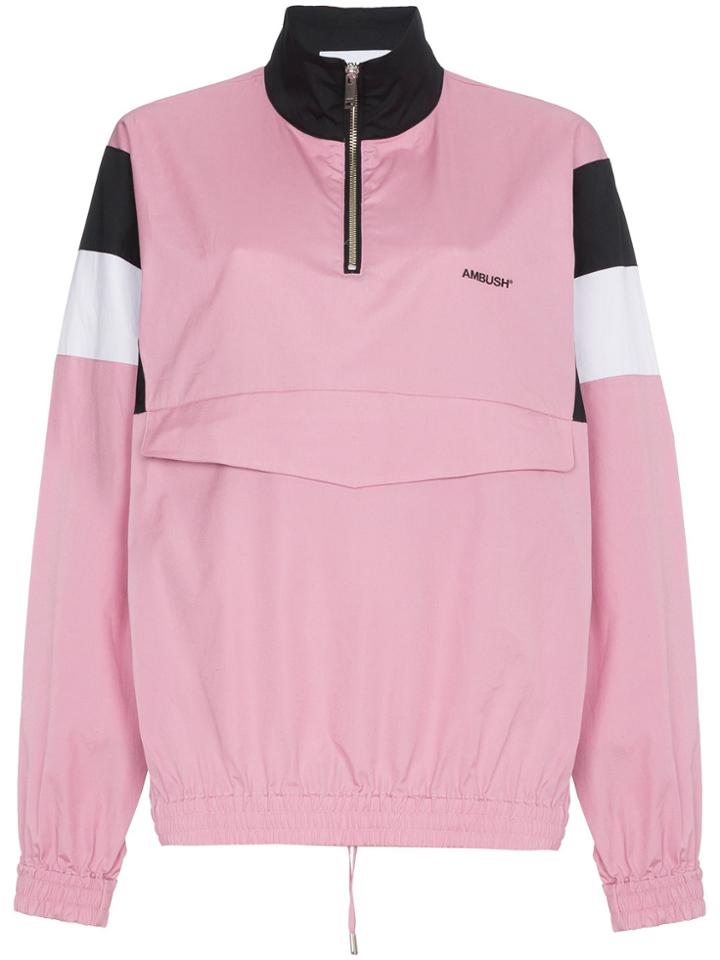 Ambush Oversized Long Sleeve Cotton Track Shirt - Pink & Purple