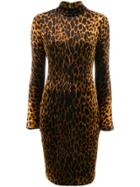 Versace Vintage Animal Printed Velvet Dress - Brown