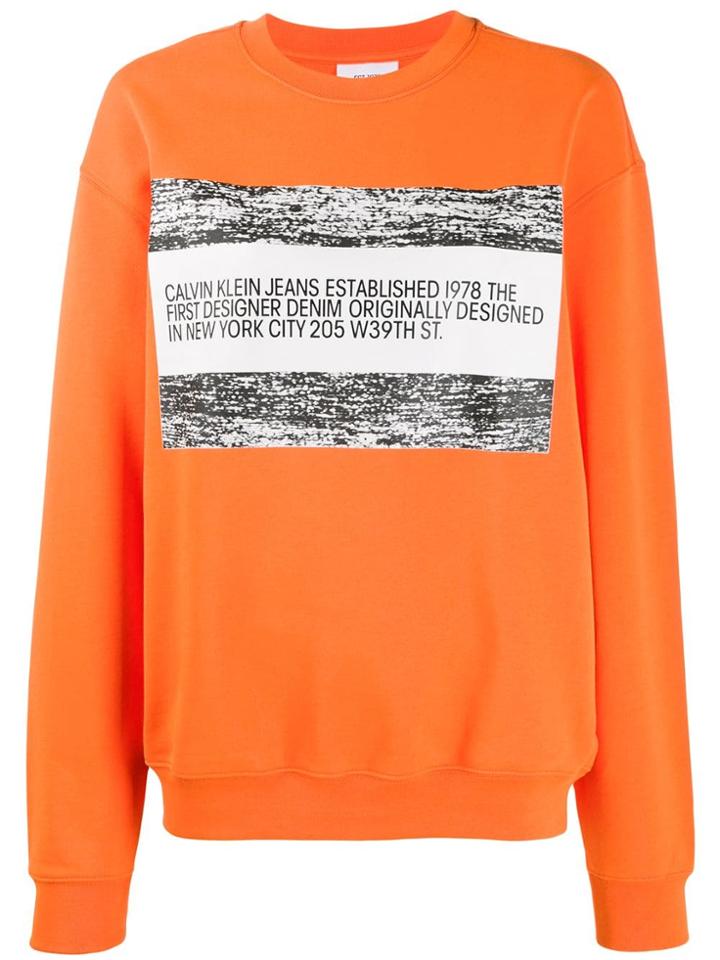 Calvin Klein Jeans Est. 1978 Logo Patch Sweatshirt - Orange