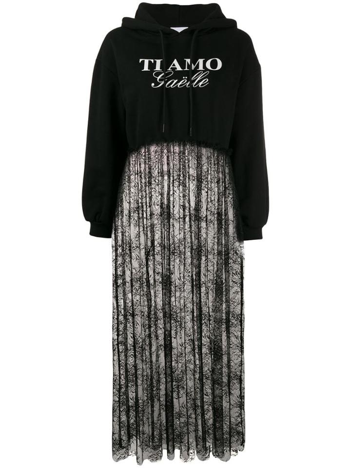 Gaelle Bonheur Lace Contrast Sweatshirt - Black