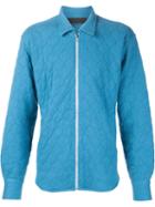 The Elder Statesman 'effa' Quilted Zip Shirt Jacket, Adult Unisex, Size: Large, Blue, Silk/cashmere