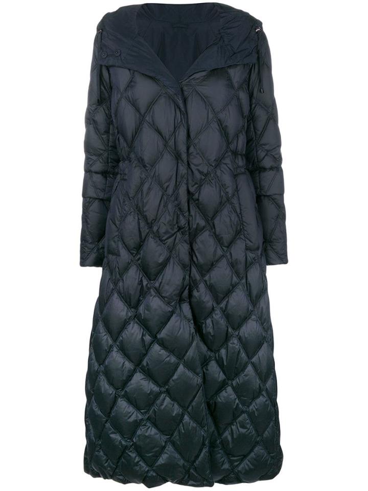 Max Mara Quilted Long Raincoat - Blue