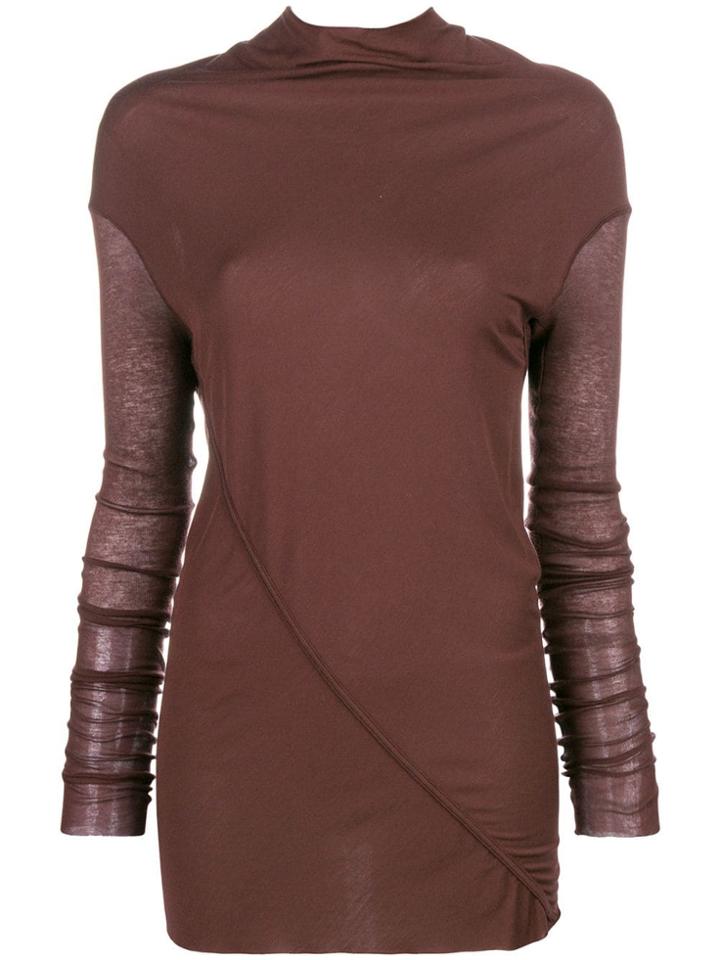 Rick Owens Lilies Long Sleeve Draped Neck Knit Top - Pink & Purple