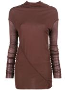Rick Owens Lilies Long Sleeve Draped Neck Knit Top - Pink & Purple
