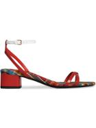 Burberry Tartan And Patent Leather Block-heel Sandals - Red