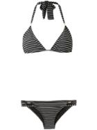 Amir Slama Printed Triangle Bikini Set - Black