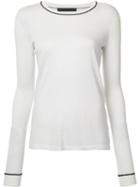 Jenni Kayne Contrast Neck Knitted T-shirt, Women's, Size: Medium, White, Viscose/cashmere