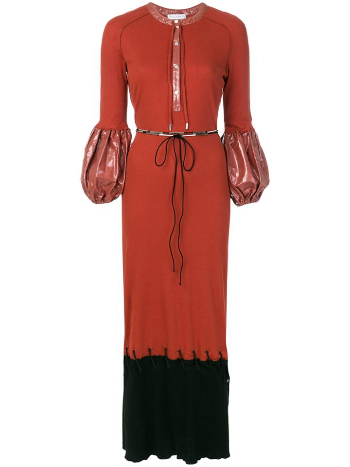 Jw Anderson Puff Sleeve Maxi Dress - Brown