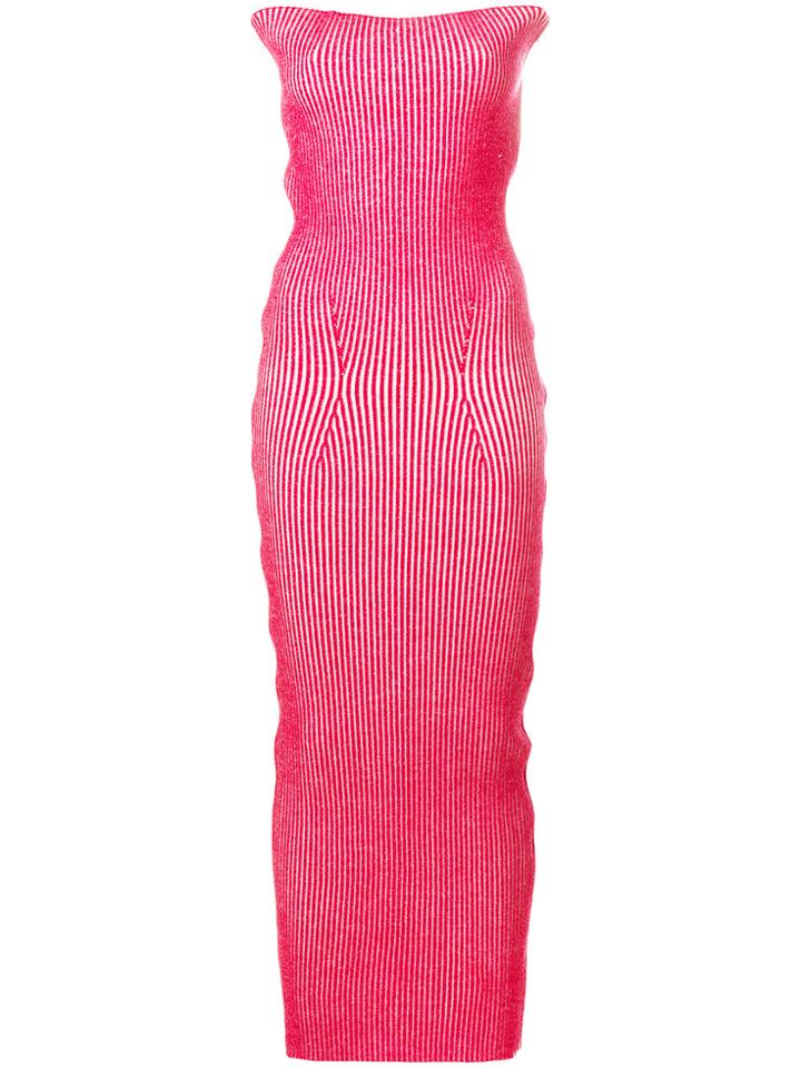 Mm6 Maison Margiela Ribbed Strapless Long Dress - Red
