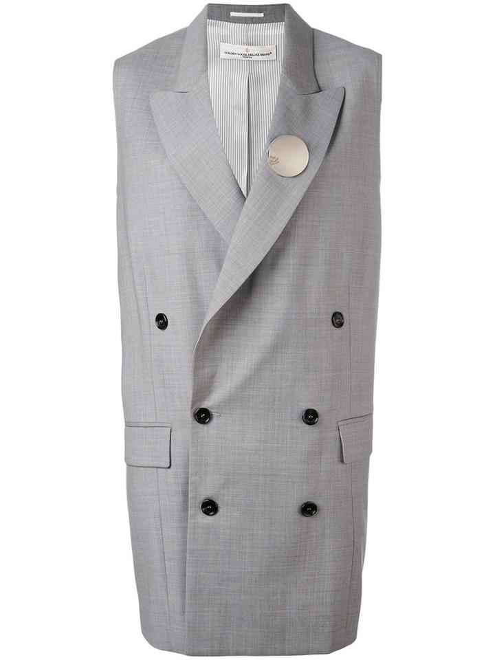 Golden Goose Deluxe Brand - Longline Sleeveless Blazer - Women - Polyester/acetate/wool - S, Grey, Polyester/acetate/wool