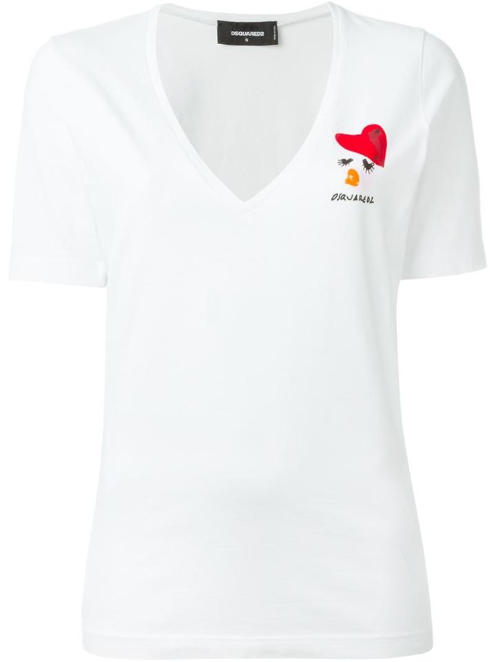 Dsquared2 Deep V-neck T-shirt, Women's, Size: Xl, White, Cotton