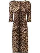Dolce & Gabbana Fitted Leopard Print Dress - Brown
