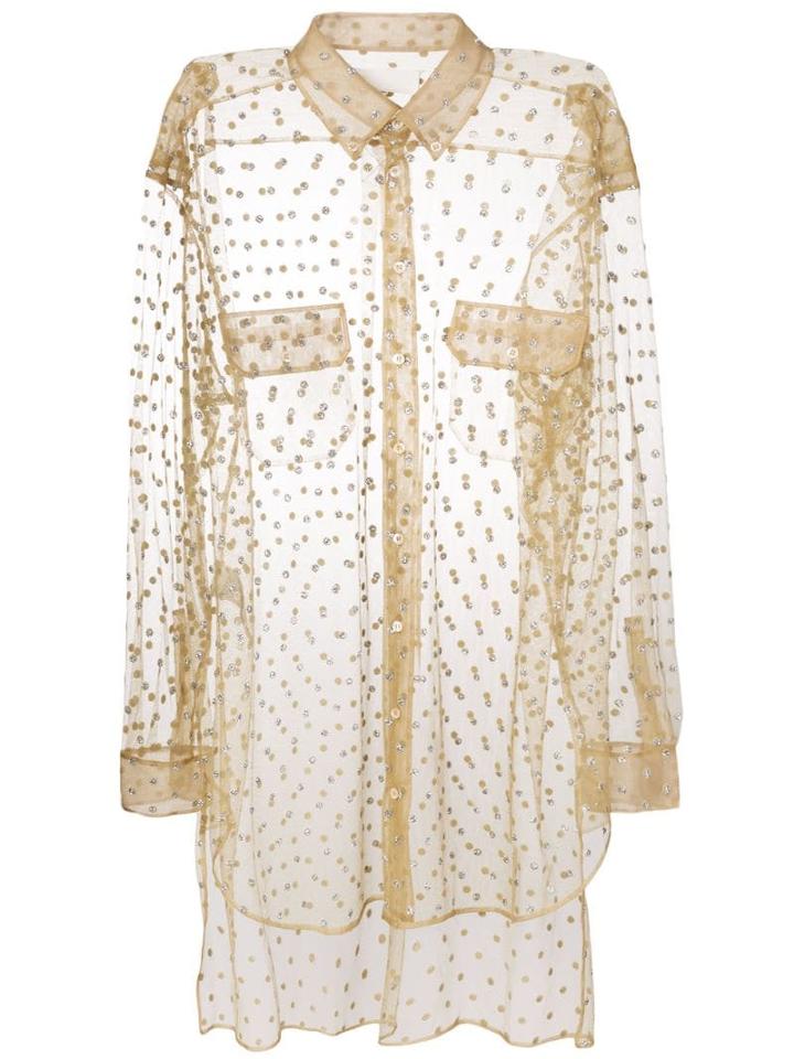 Maison Margiela Sheer Glitter Embellished Shirt - Neutrals