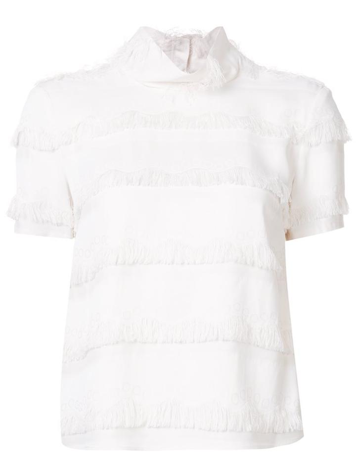 Rachel Comey Tassel Short Sleeved Blouse, Women's, Size: 2, White, Acetate/viscose