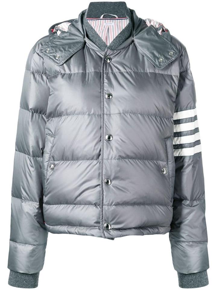 Thom Browne 4-bar Matte Nylon Bomber - Grey