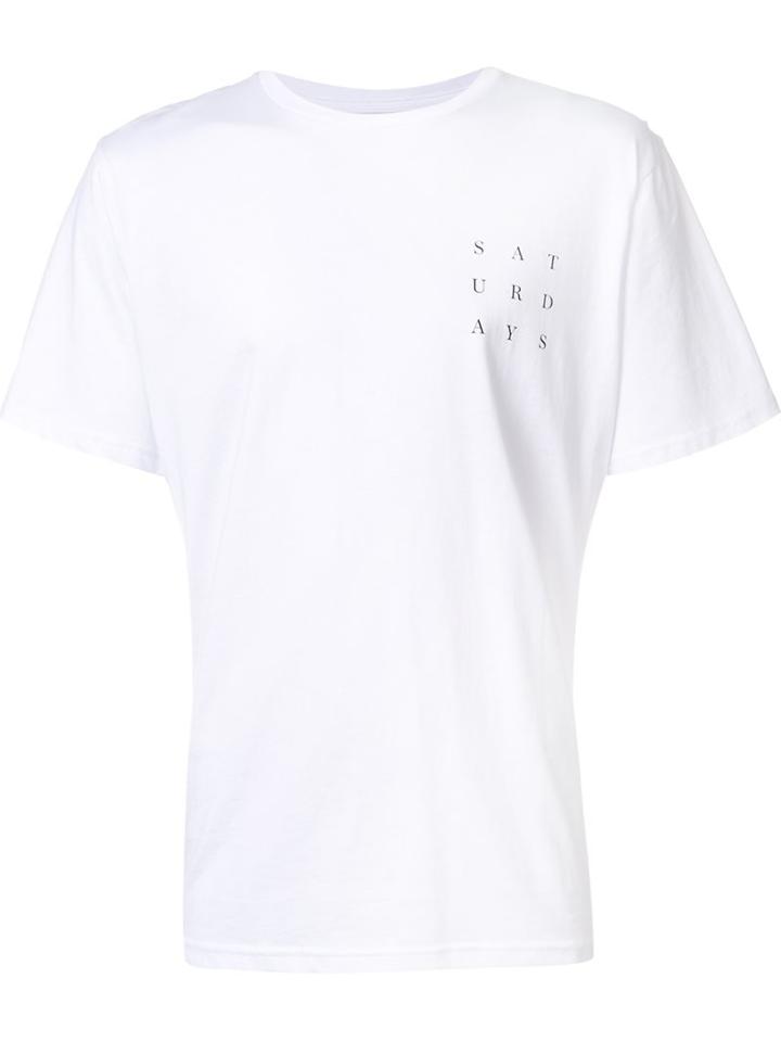 Saturdays Surf Nyc Back Logo Print T-shirt, Men's, Size: Large, White, Cotton