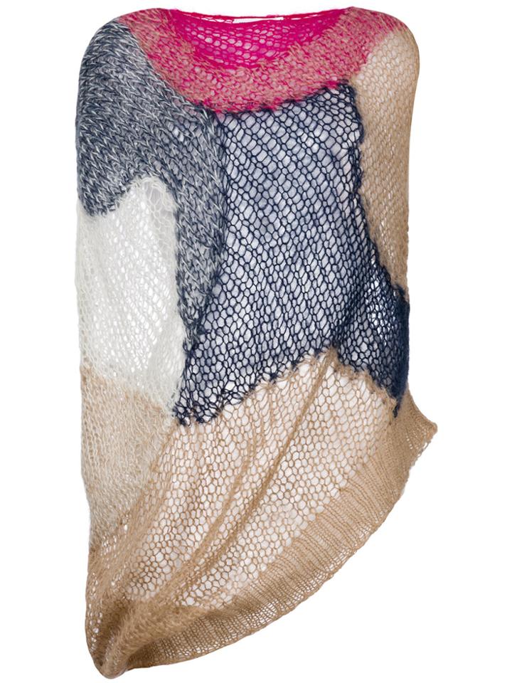 Jil Sander Colourblock Loose Knit Asymmetric Top - Multicolour