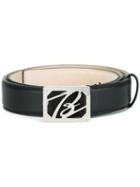 Brioni Logo Plaque Belt, Men's, Size: 110, Black, Calf Leather