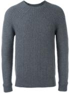 Diesel Black Gold 'kollision' Ribbed Knit Jumper, Men's, Size: Large, Grey, Nylon/wool