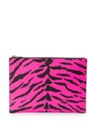 Saint Laurent Zebra Print Clutch - Pink