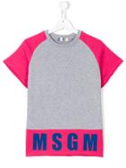 Msgm Kids Colour-block Logo T-shirt - Grey