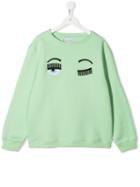 Chiara Ferragni Kids Teen Flirting Embroidered Sweatshirt - Green