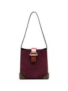 Manu Atelier Burgundy Trapeze Combo Leather Cross Body Bag - Red