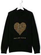 Philipp Plein Kids Studded Heart Jumper, Girl's, Size: 14 Yrs, Black