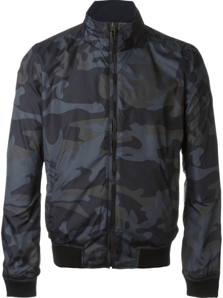Woolrich Camouflage Reversible Bomber Jacket, Men's, Size: Small, Blue, Polyester