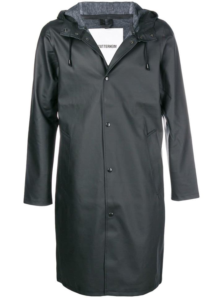 Stutterheim Stockholm Hooded Rain Coat - Black
