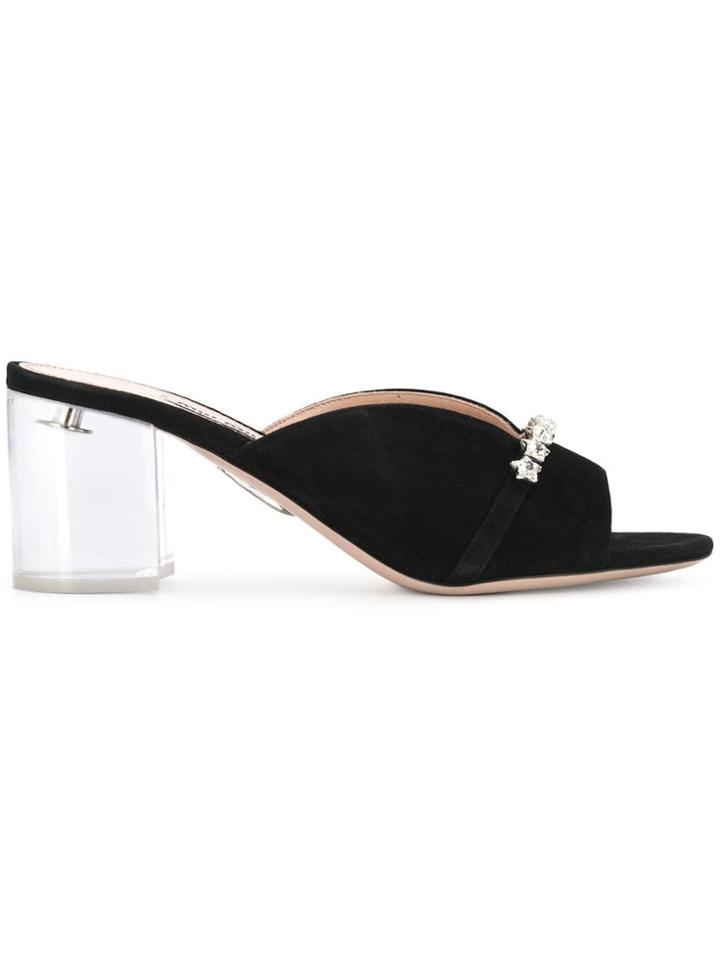 Miu Miu Star Embellished Clear Heel Mules - Black