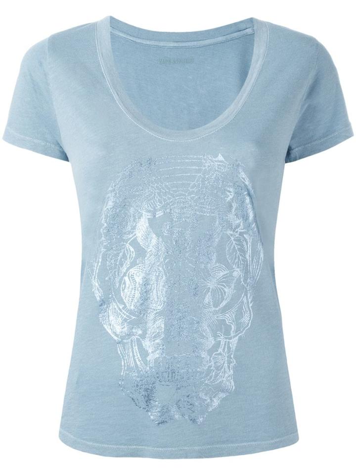 Zadig & Voltaire Stylised Skull Print T-shirt - Blue