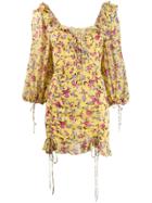 For Love And Lemons Floral Print Fitted Dress - Yellow