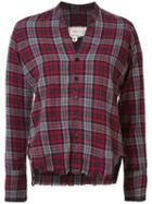 Greg Lauren - Cropped Frayed Checked Shirt - Women - Cotton - 3, Red, Cotton