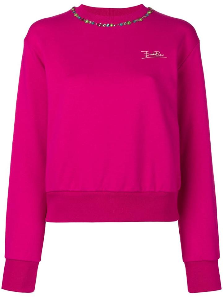 Emilio Pucci Sequinned Collar Sweater - Pink & Purple