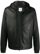 Aspesi Hooded Leather Jacket - Black