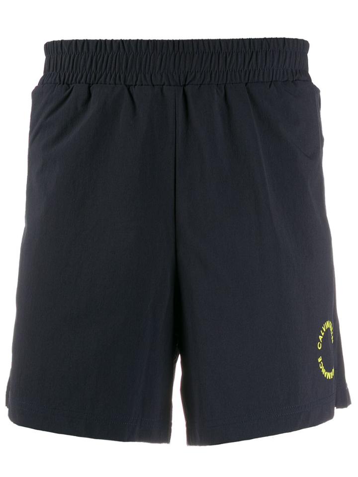 Calvin Klein Logo-embroidered Running Shorts - Blue