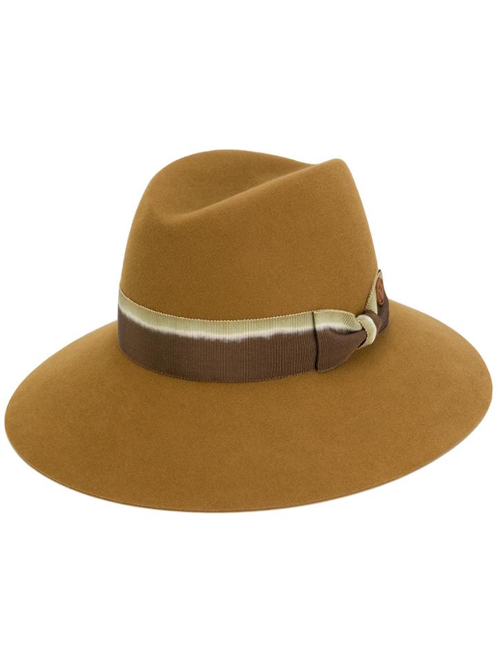Maison Michel Gradient Band Fedora Hat - Brown