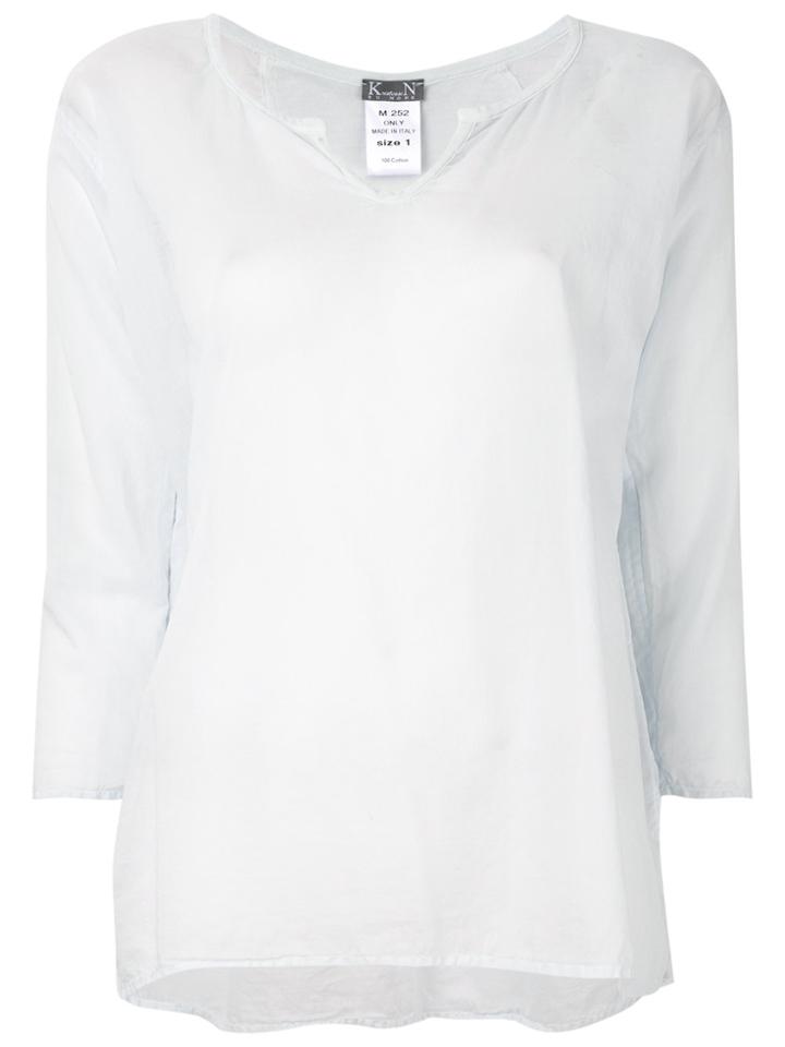 Kristensen Du Nord Sheer V-neck Top - Blue