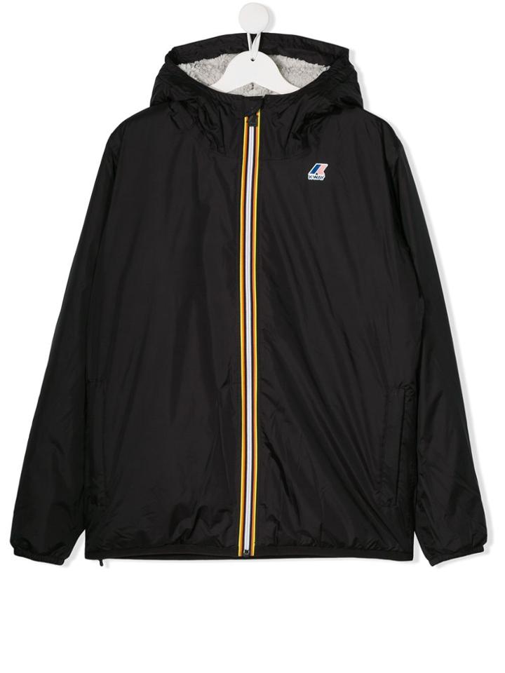 K Way Kids Teen Logo Printed Rain Coat - Black