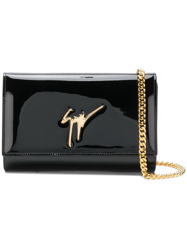 Giuseppe Zanotti Design Glossy Logo Clutch Bag - Black